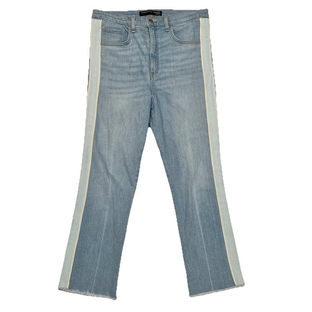 Veronica Beard Carly Kick Flare Jeans Air Wash Side Stripe Size 32 J4280360AIR